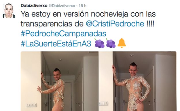 El marido de Cristina Pedroche vuelve a ponerse las transparencias de Nochevieja de su chica