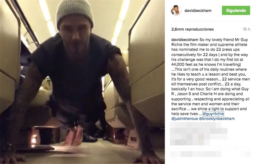 ¿Por qué le ha dado a David Beckham por hacer flexiones en un avión?