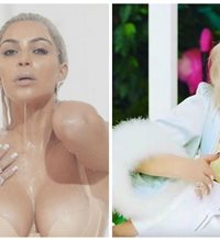 Kim Kardashian se ducha en leche en el último vídeo de Fergie