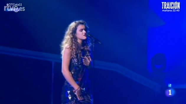 Amaia cantando por Rihanna en la gala once de Operación Triunfo
