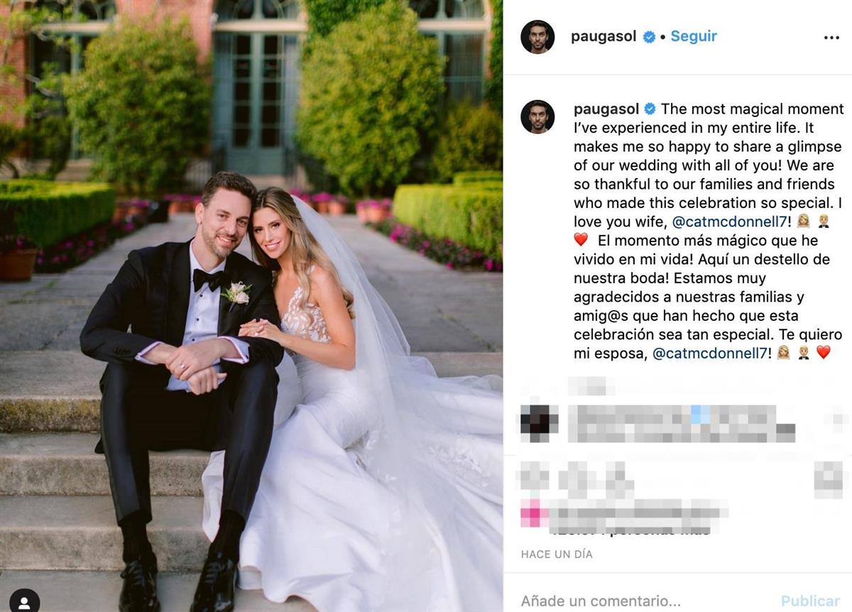 Pau Gasol recibe una cariñosa felicitación de David Bisbal tras su boda
