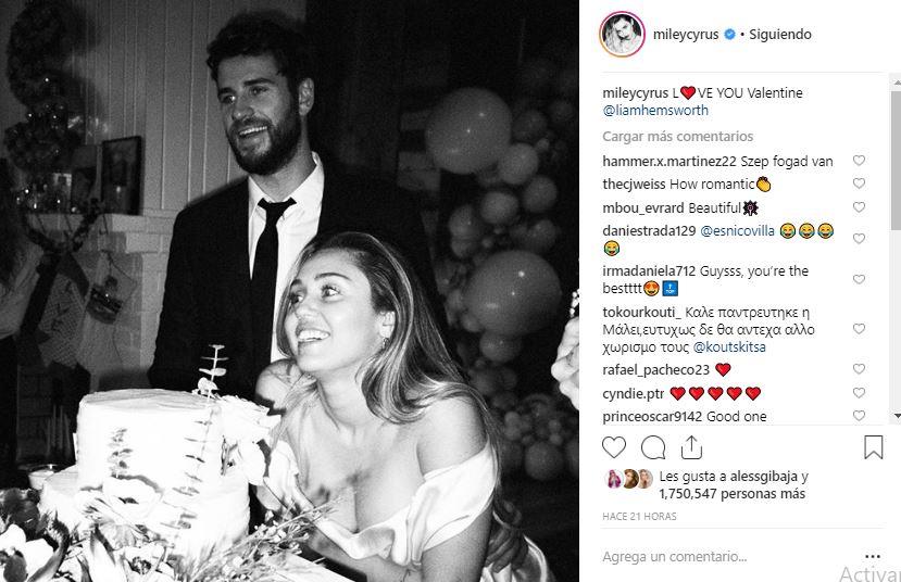 Miley Cyrus comparte fotos inéditas de su boda por San Valentín
