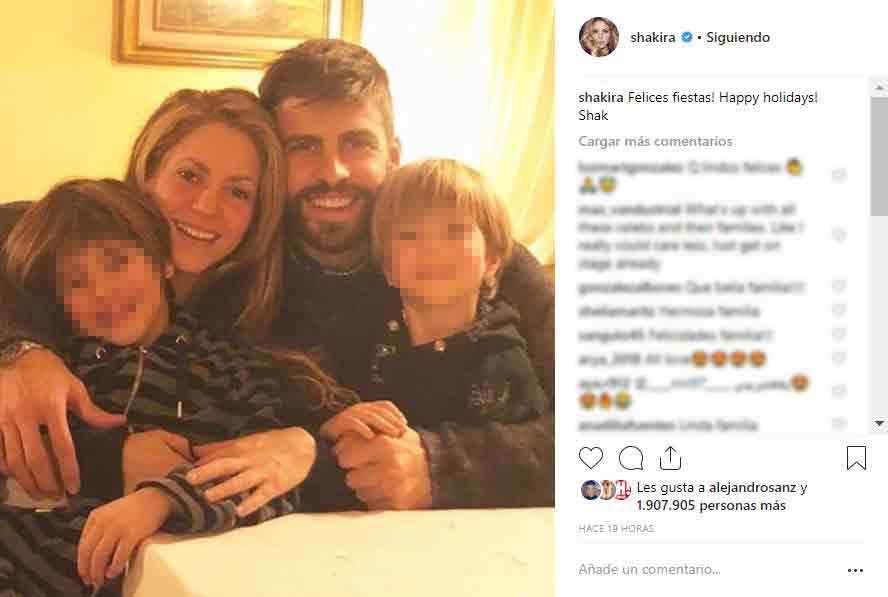 Shakira y Piqué felicitan la Navidad con sus hijos