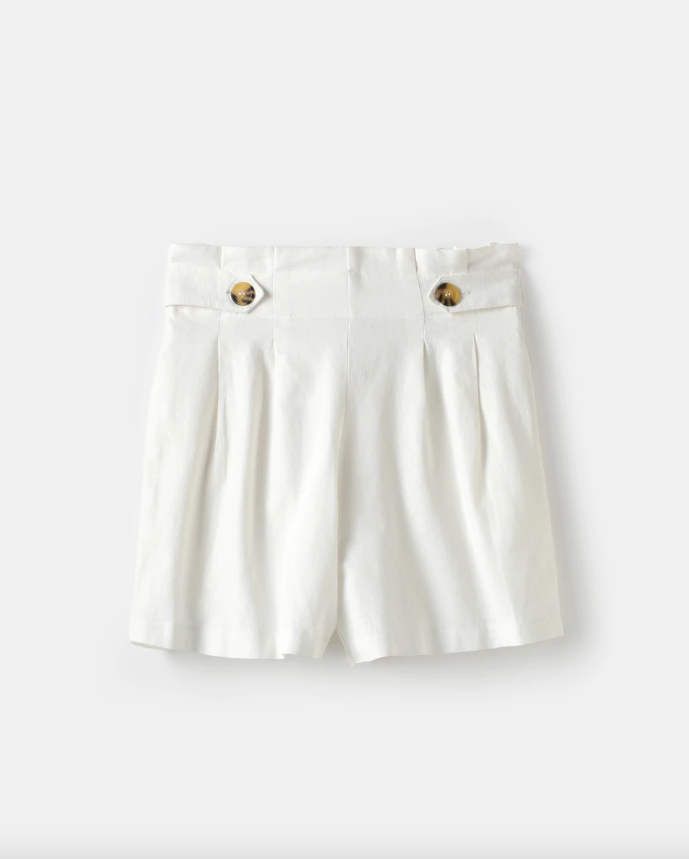 Shorts de lino con botones carey