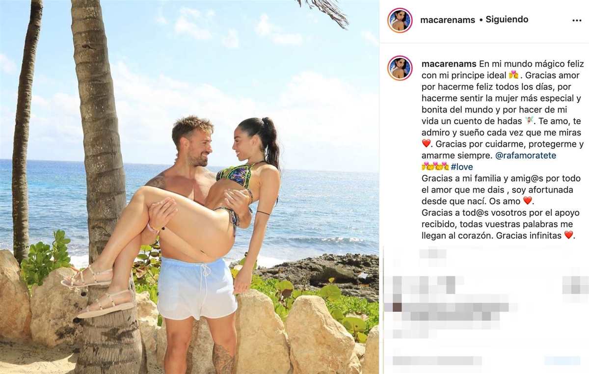 Rafa Mora recibe una romántica declaración de amor de su novia Macarena
