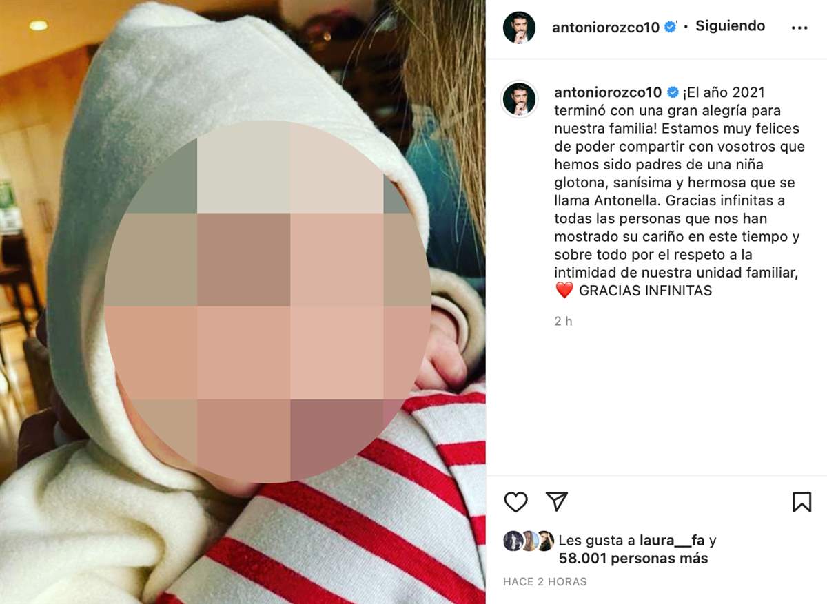 Antonio Orozco anuncia que ha sido padre y presenta a su hija Antonella