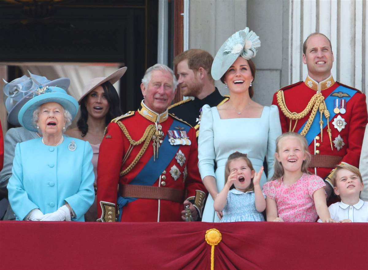 La familia real británica en el Trooping the color en 2018