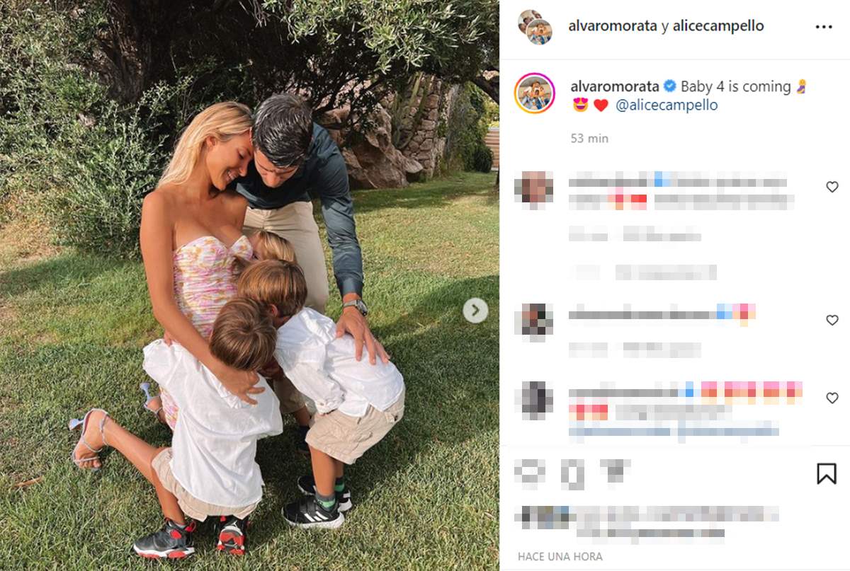 Alice Campello y Álvaro Morata anuncian cuarto embarazo