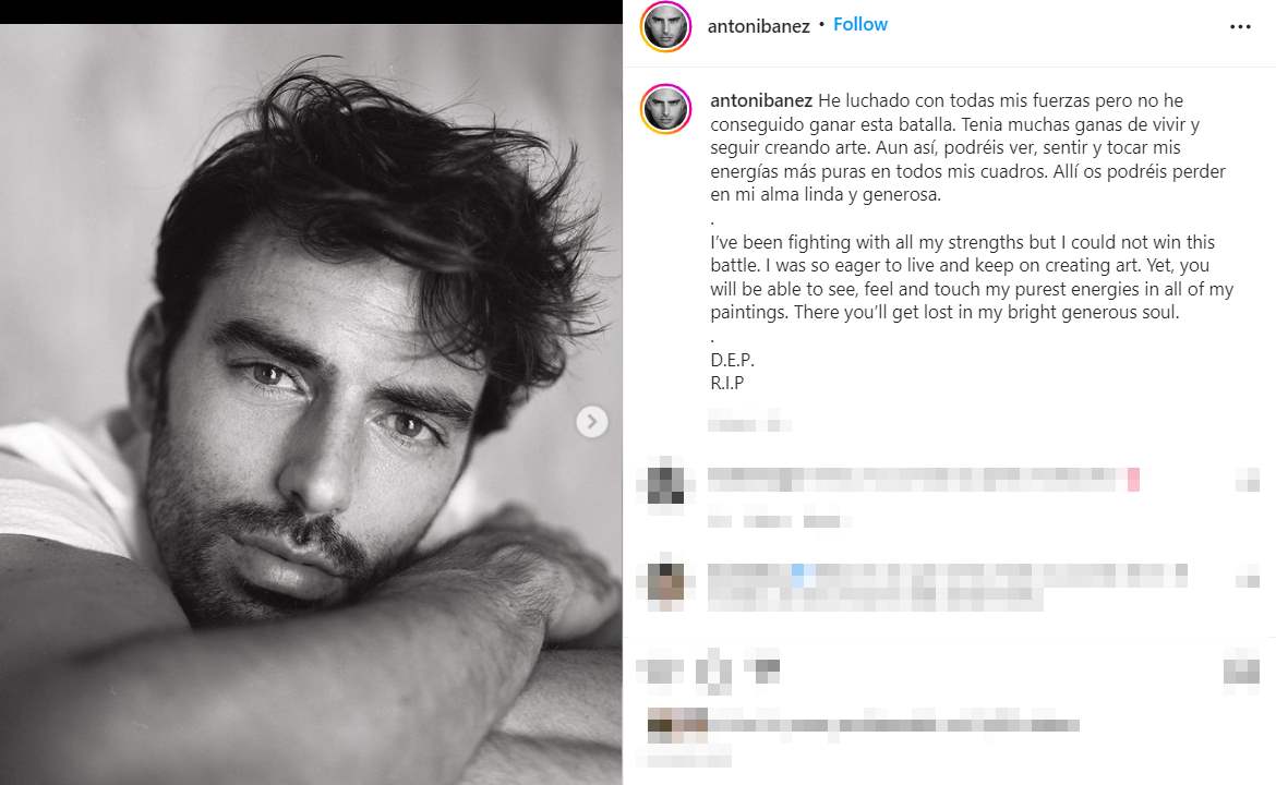 Mensaje de despedida de Antonio Ibáñez en Instagram