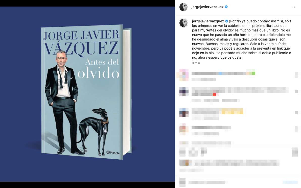 Jorge Javier Vázquez anuncia que publica libro