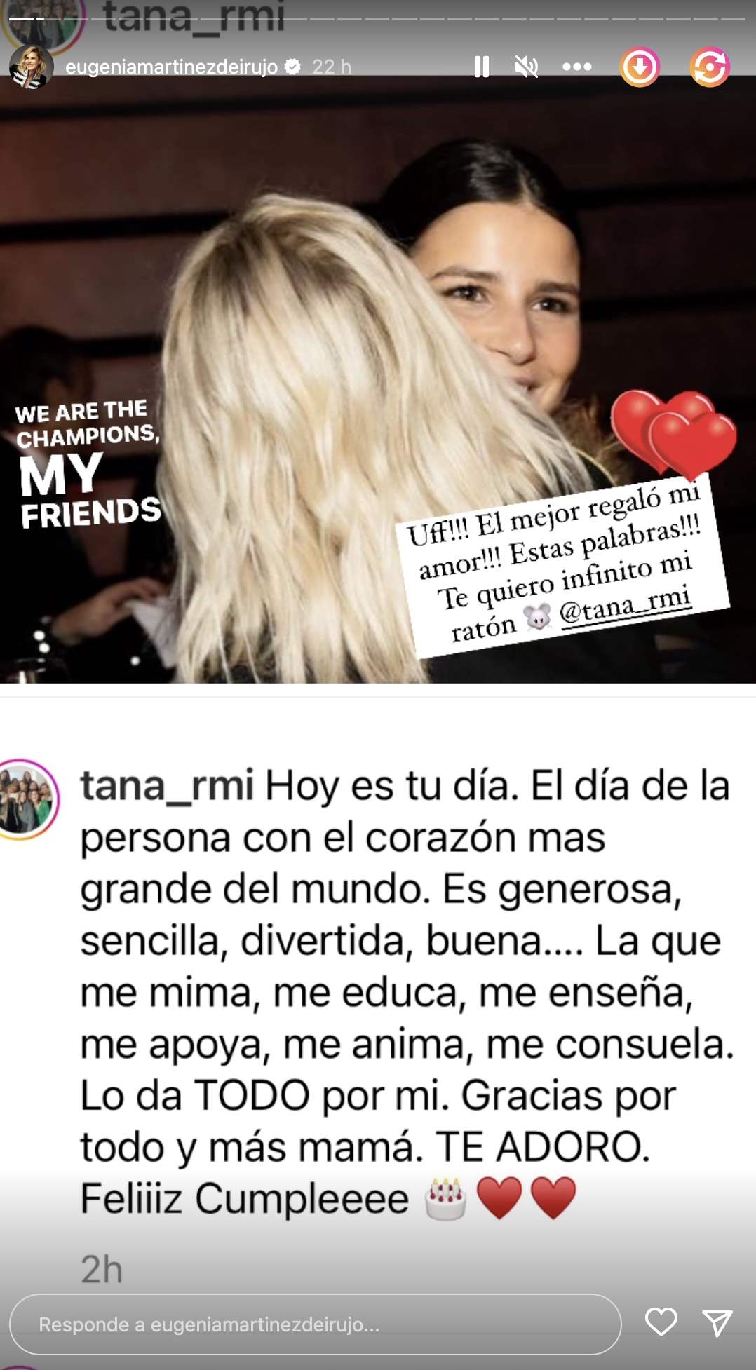 Tana Rivera felicita a Eugenia Martínez de Irujo