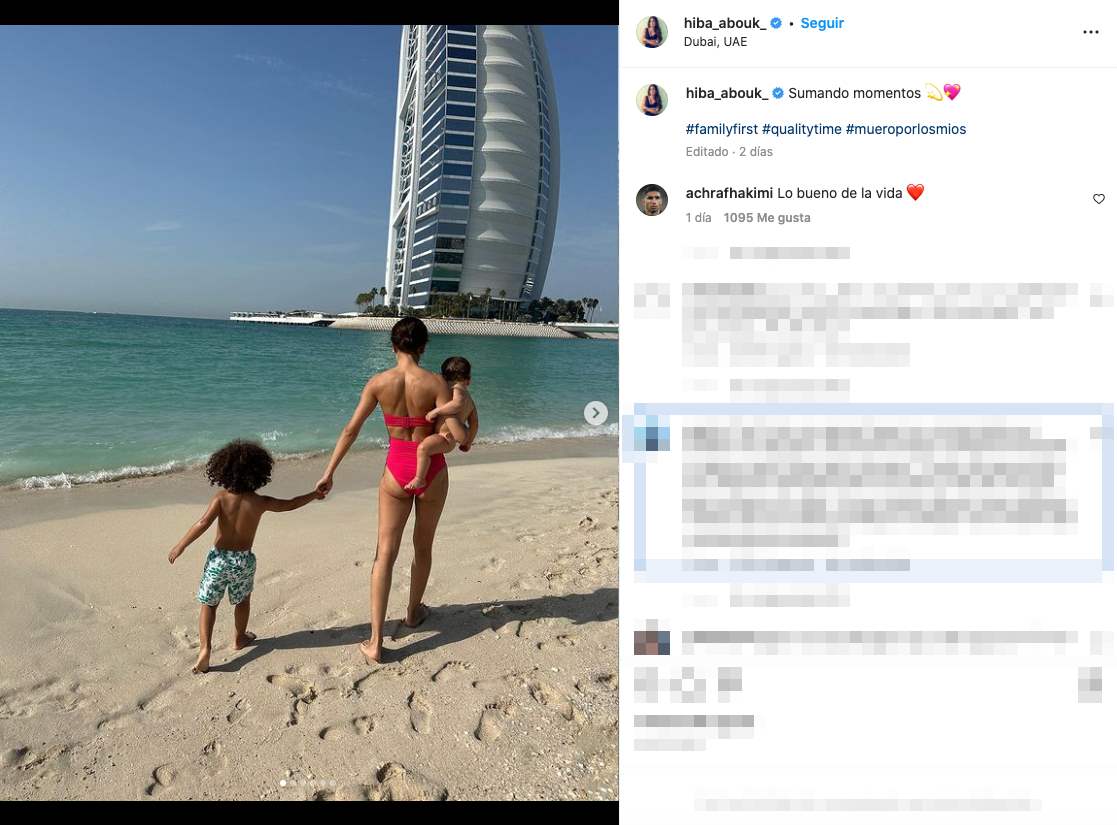 Hiba Abouk, en Dubai con sus hijos, ajena a la polémica que salpica a Achraf Hakimi