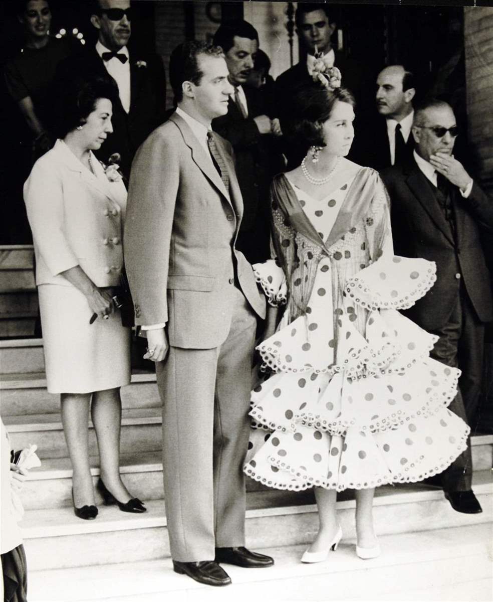 La reina Sofía el y el rey Juan Carlos I antes de llegar a la Feria 