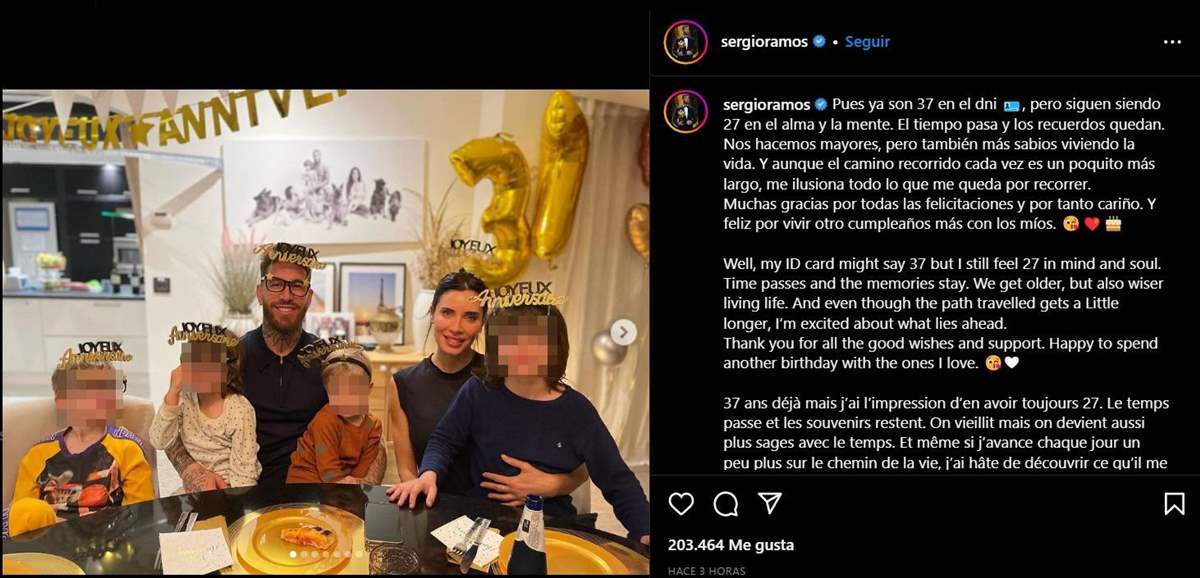 Sergio Ramos celebra su cumpleaños en familia