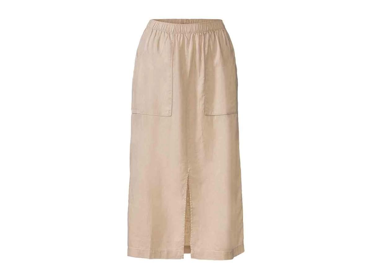 Falda de lino con bolsillos laterales